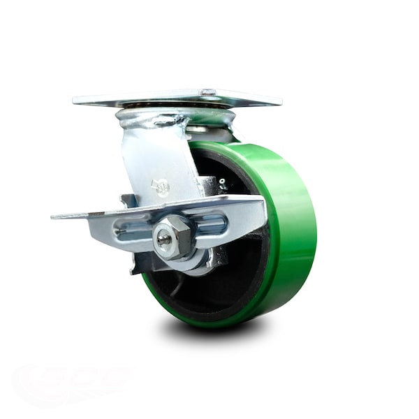 6 Inch Poly on Cast Iron Wheel Heavy Duty Top Plate Swivel Caster with Brake SCC